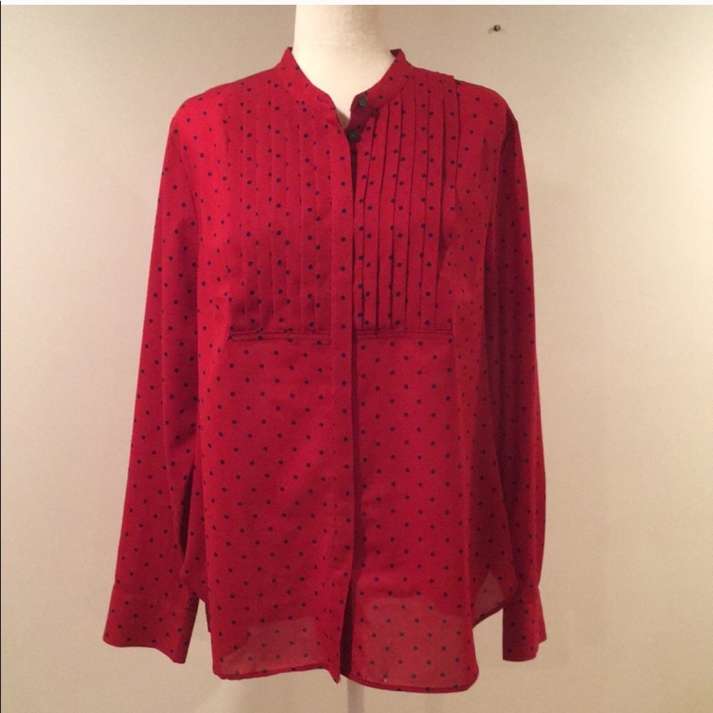 J. Crew Polka Dot Tuxedo Blouse